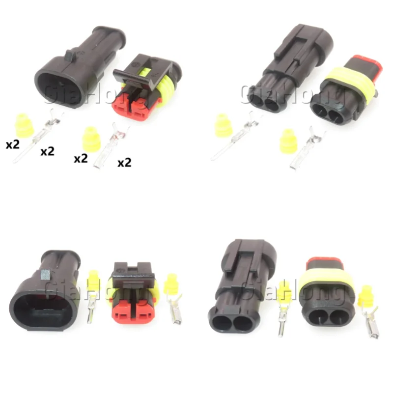 1 Set 2 Ways AC Assembly Auto Male Plug Female Socket Car Waterproof Plastic Housing Electric Wire Connector 282080-2 282104-1