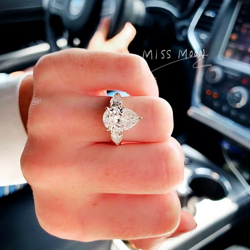 Pear shape 6 7 8 9 10Carat Solid 18K Au750 White Gold Woman Ring DVVS1 Moissanite Diamonds Wedding Party Engagement Anniversary