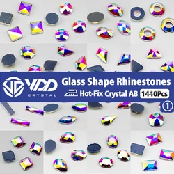 VDD Wholesale 1440Pcs Shape Glass Rhinestones Crystal AB Flatback Hot-Fix Strass Stones For Nail Art DIY Garment Decorations