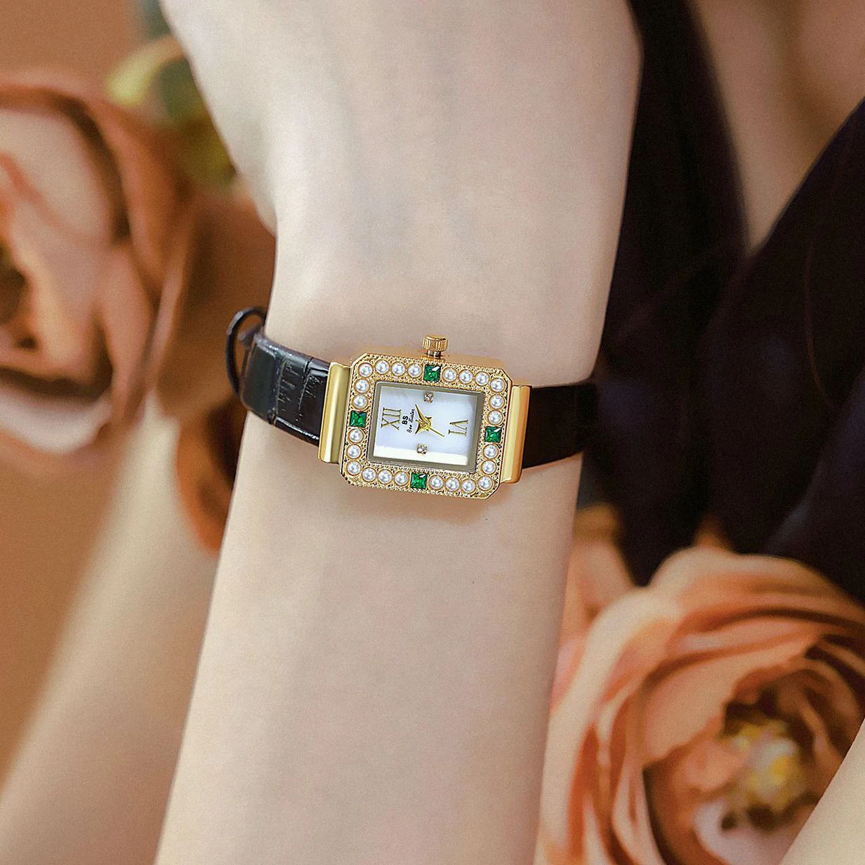 Original BS Women Watches Luxury Stainless Steel Gold Vintage Watch Women Fashion Square Quartz Wristwatches Ladies Gifts