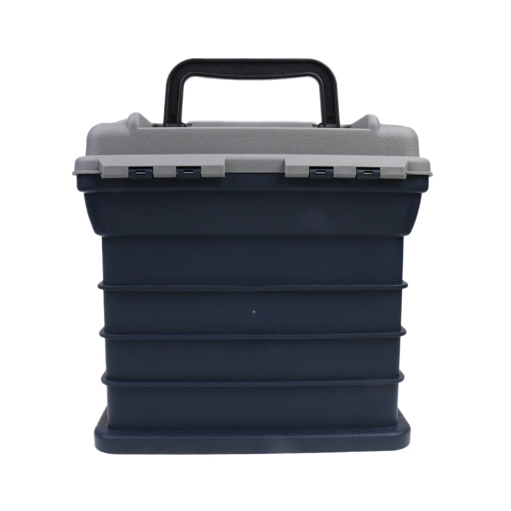 Portable Fishing Box with Seat Function High Strength Plastic Baits Case 4 Trays Organizer for Pier