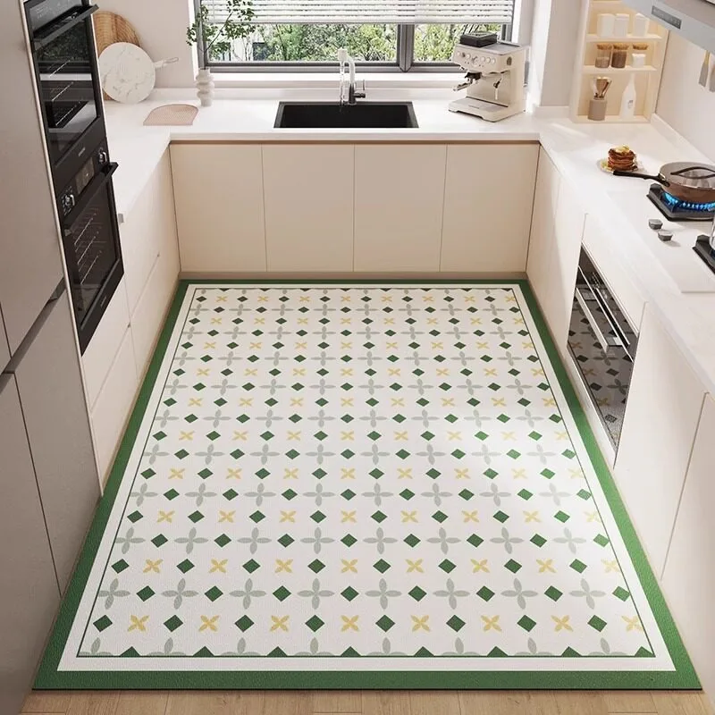 Kitchen Carpet Pvc Leather Waterproof Rug Fully Paved Large Size Carpets Non-slip Anti-oil Floor Mat Minimalist Home Decor Rugs