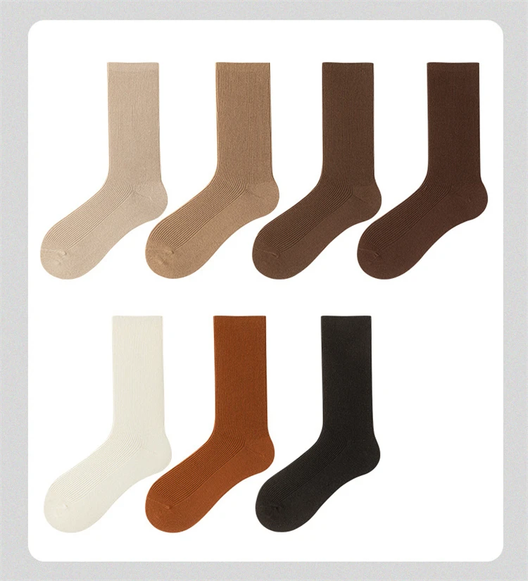 Frauen Baumwolle Socken Neue Herbst Casual Einfache Feste Farbe Winter Warme Socken Für Frauen Koreanischen Stil Mittleren Rohr Mädchen Pile socken – Detail 7