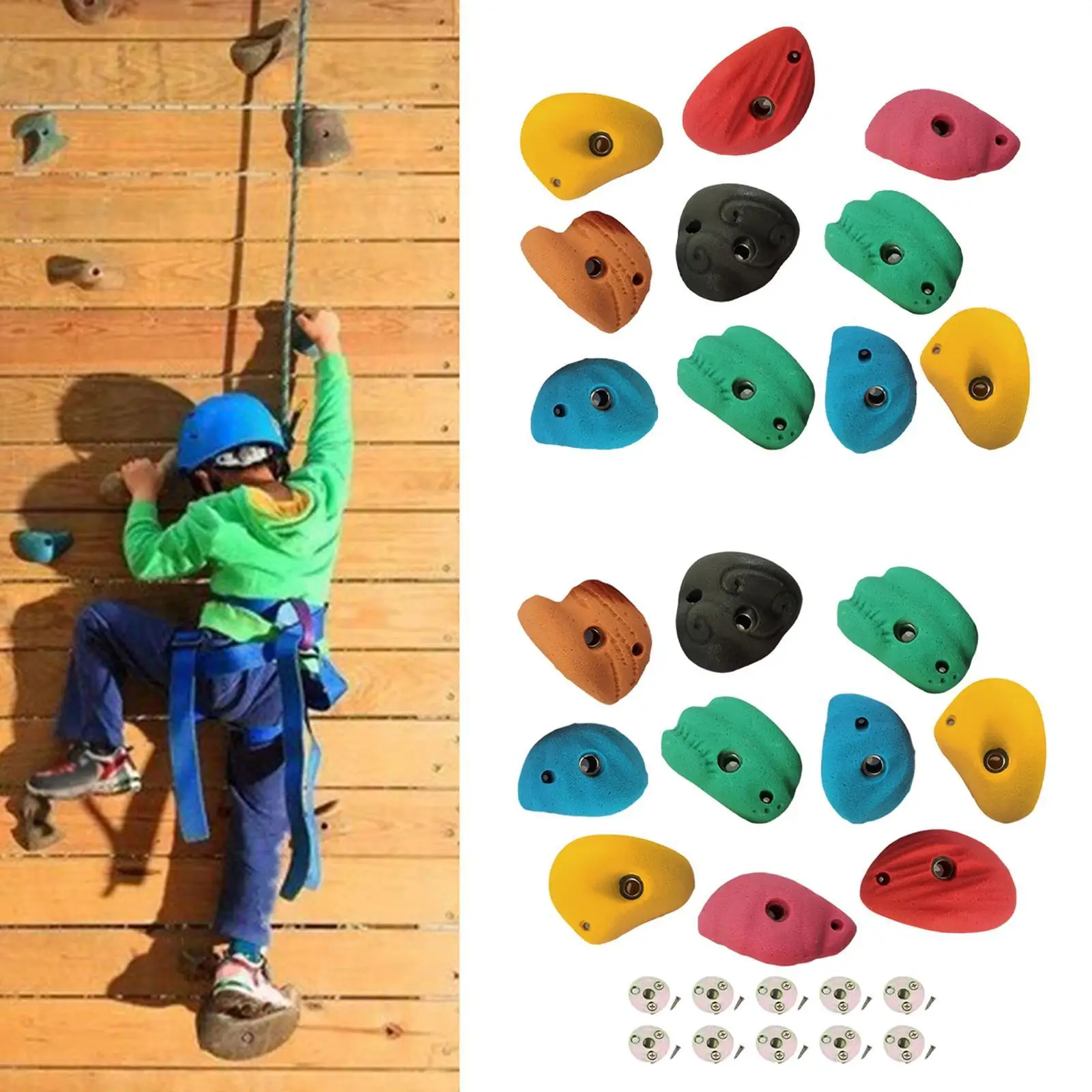 

10 Pieces Rock Climbing Holds, Climbing Rock Wall Grips, Easy Installation, Play Toys for Outdoor Playground Tree House
