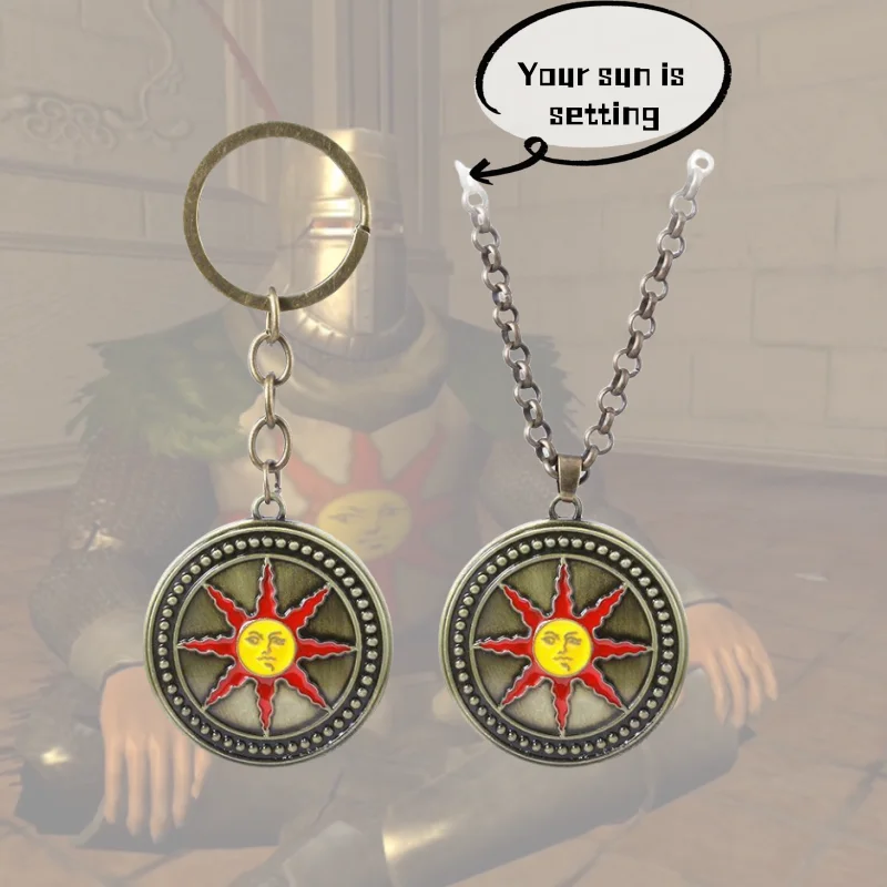 

Dark Souls3 Gaming PeripheralsSun Knight Solaire of Astora Necklace Pendant Creative Personality Vintage Clavicle Keychain Gifts