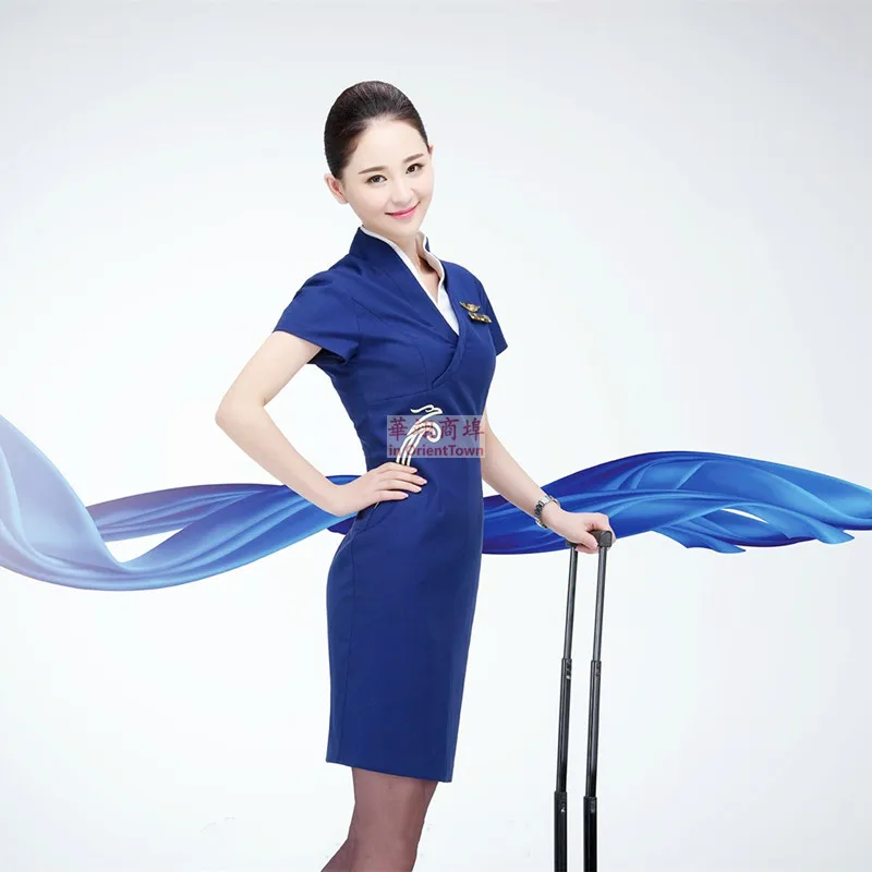 China Shenzhen Airlines Flight Attendant Uniform Professional Dress Aviation High speed Railway School Clothing Hotel Sales Garb