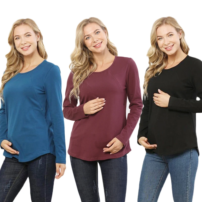 

Autumn Long Sleeve Pregnancy Maternity Clothes Breastfeeding Tops For Pregnant Women Nursing Top Maternity T-shirt Freeshipping