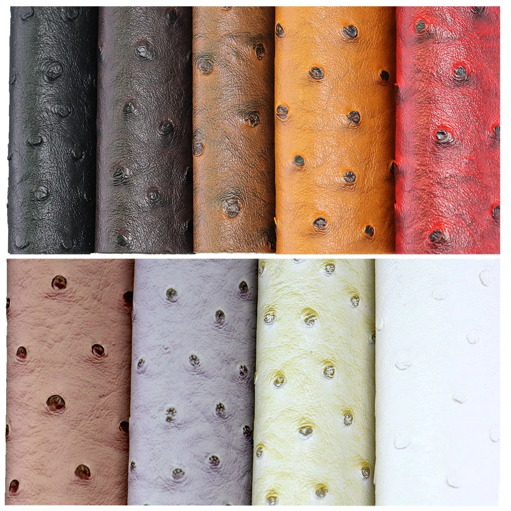 Plain Solid Ostrich Textured Embossed Faux Leather Fabric For Handbag Bag Decoration Textile Craft DIY CN461