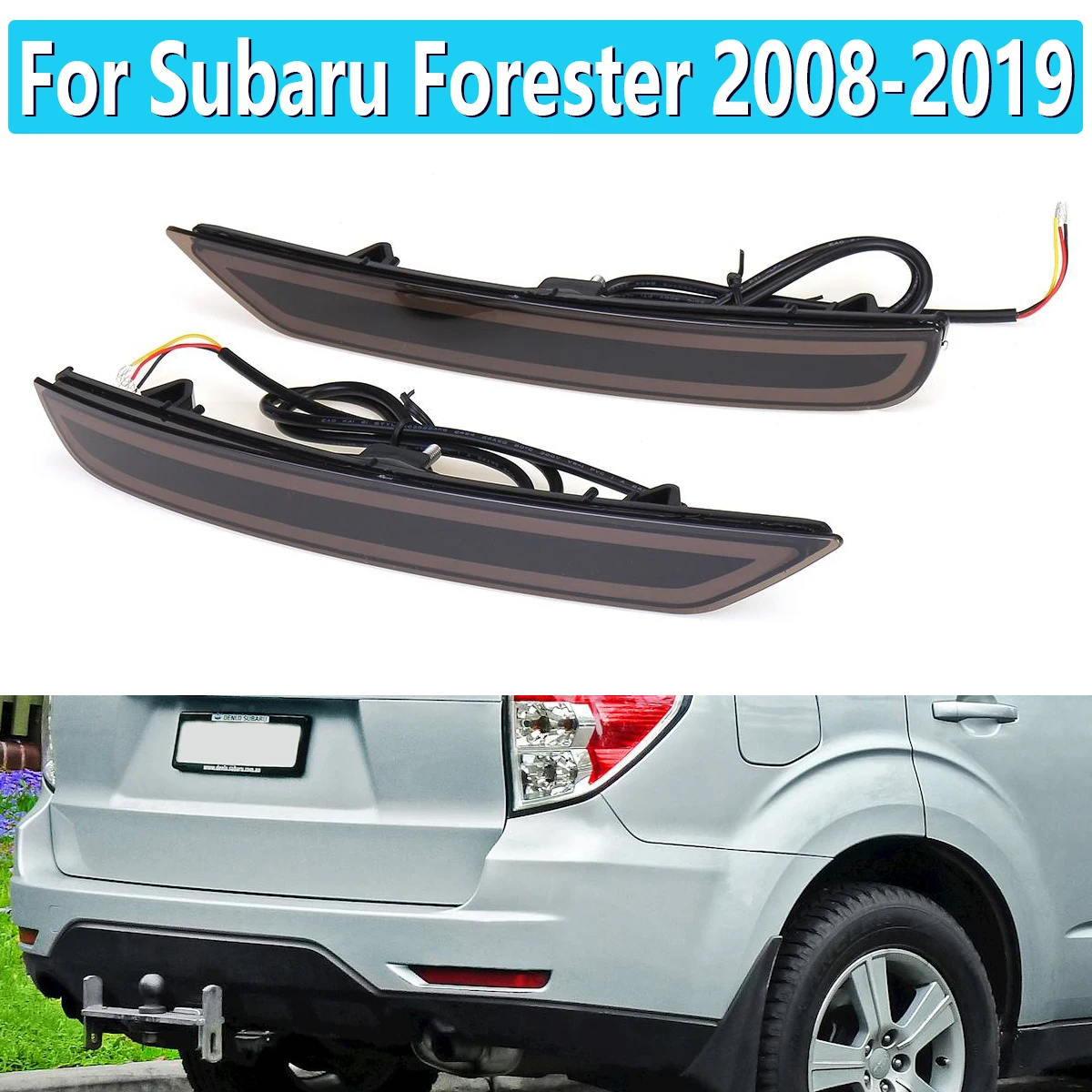 

1 Pair For Subaru Forester 2008 2009-2019 LED Rear Bumper Reflector Light Brake DRL Turn Signal Light 2 / 3 Functions Tail Lamp