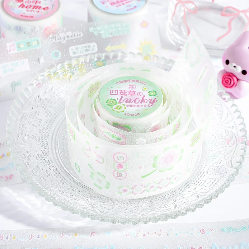

2 м/рулон Kawaii корейский стиль милой девушки сверкающий песок ПЭТ лента для высечки креативный коллаж дневник материал для альбома милые наклейки