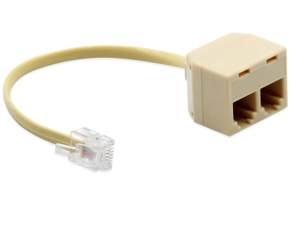 RJ11 Splitter 1 to 2, 3-Way Phone Line Extender Adapter with Speaker Port for Home Office Multi-Device Telephone Connection