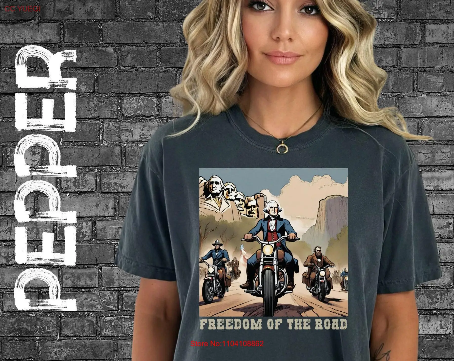 Рубашка George Washington Freedom of the Road FunnyPal T Presidents Day Motorcycle Off America с длинными или короткими рукавами