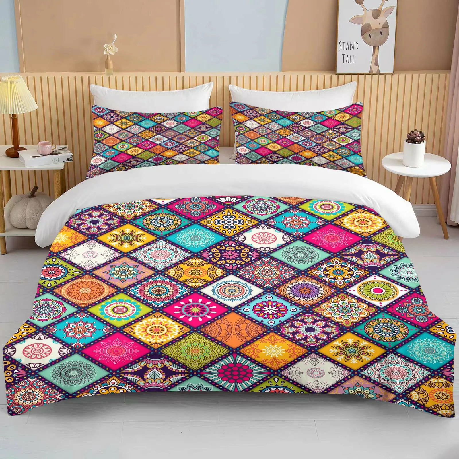 10 Sizes Mandala Printed Bedding Set Cartoon Anime Duvet Cover Comforter Cover Boys Girls Children Adults Twin King Gifts