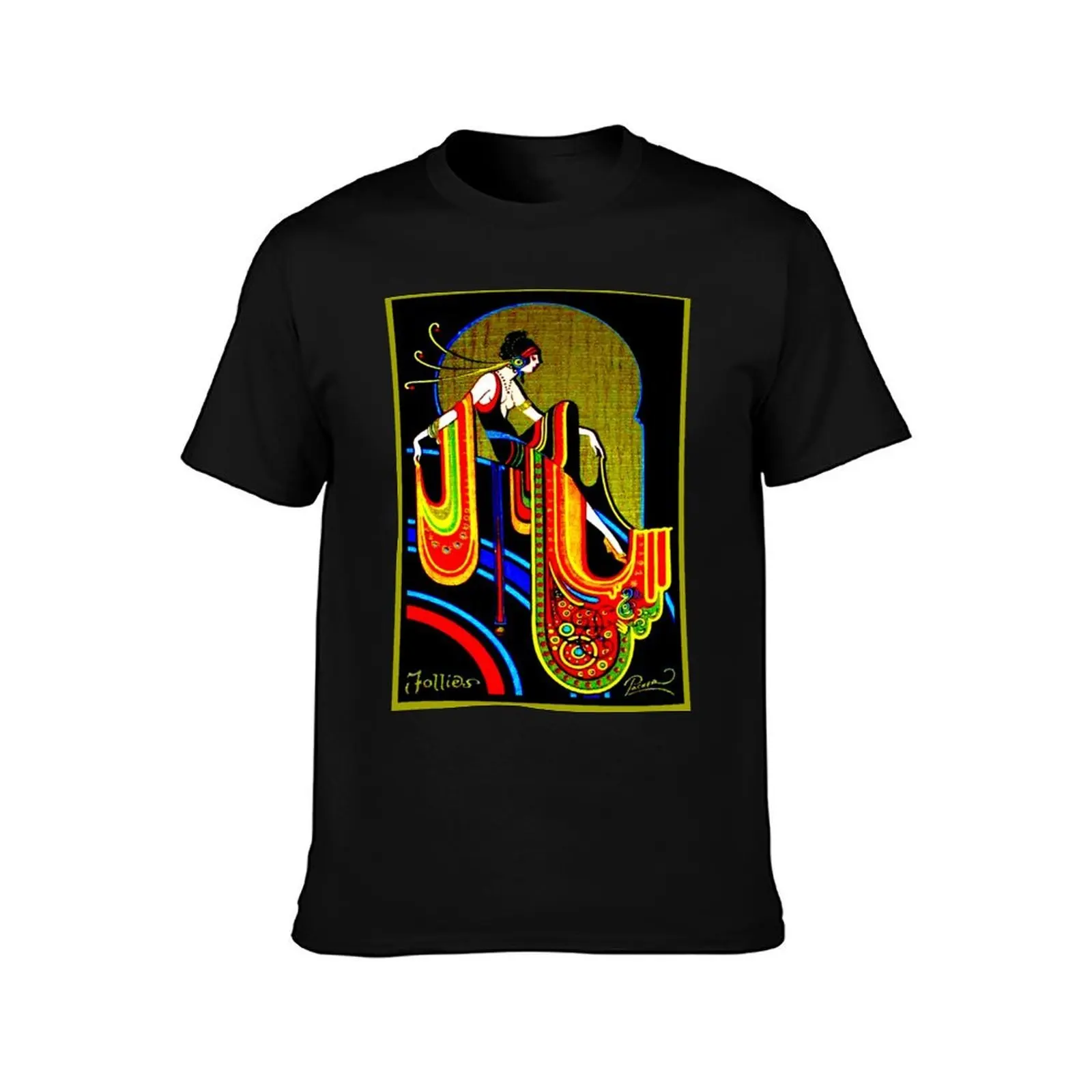 FLAPPER : Vintage 1920 Art Deco Beautiful Print T-Shirt Anti-Fade Casual Tee Shirt T-Shirt