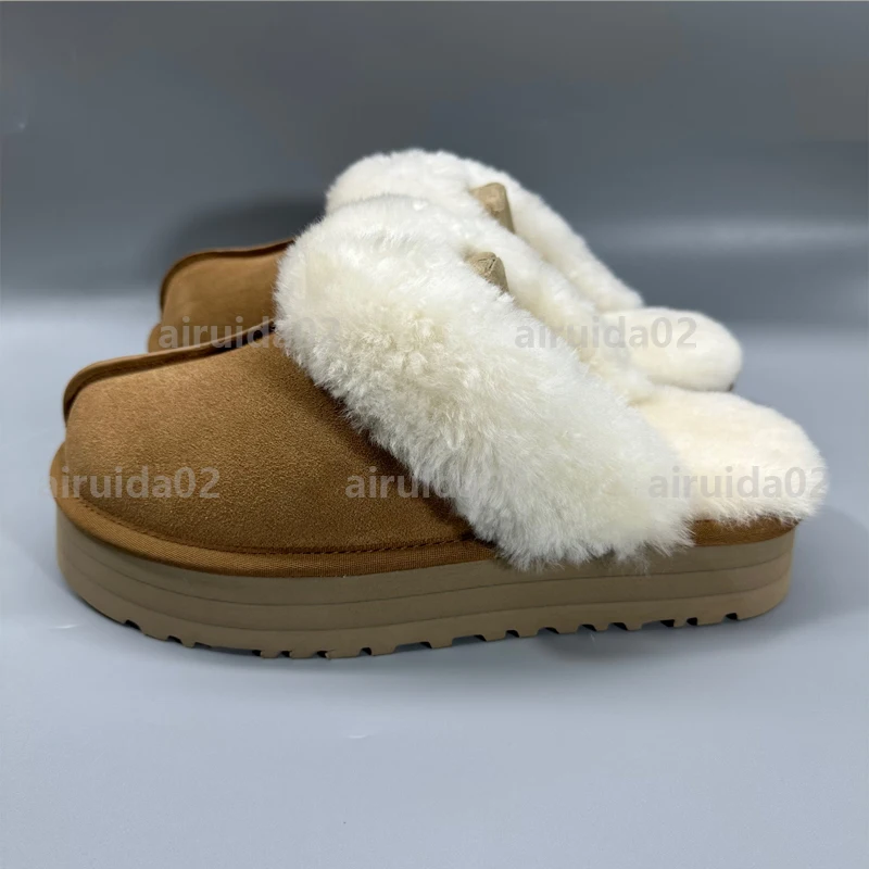 Zapatillas de piel para mujer, botines clásicos con plataforma Ultra Mini, de lana de ante, cómodos, de diseñador, Invierno