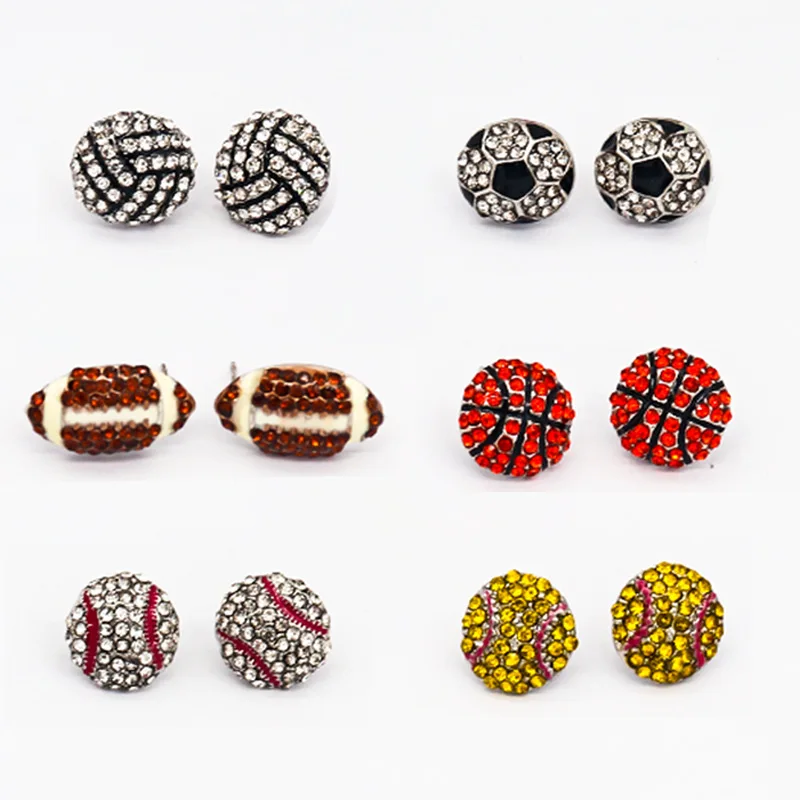 

Fashion Sports Style Metal Basketball Rugby Stud Earrings Players Gift Lovers Girls Game Football Volleyball Stud Earrings 2022