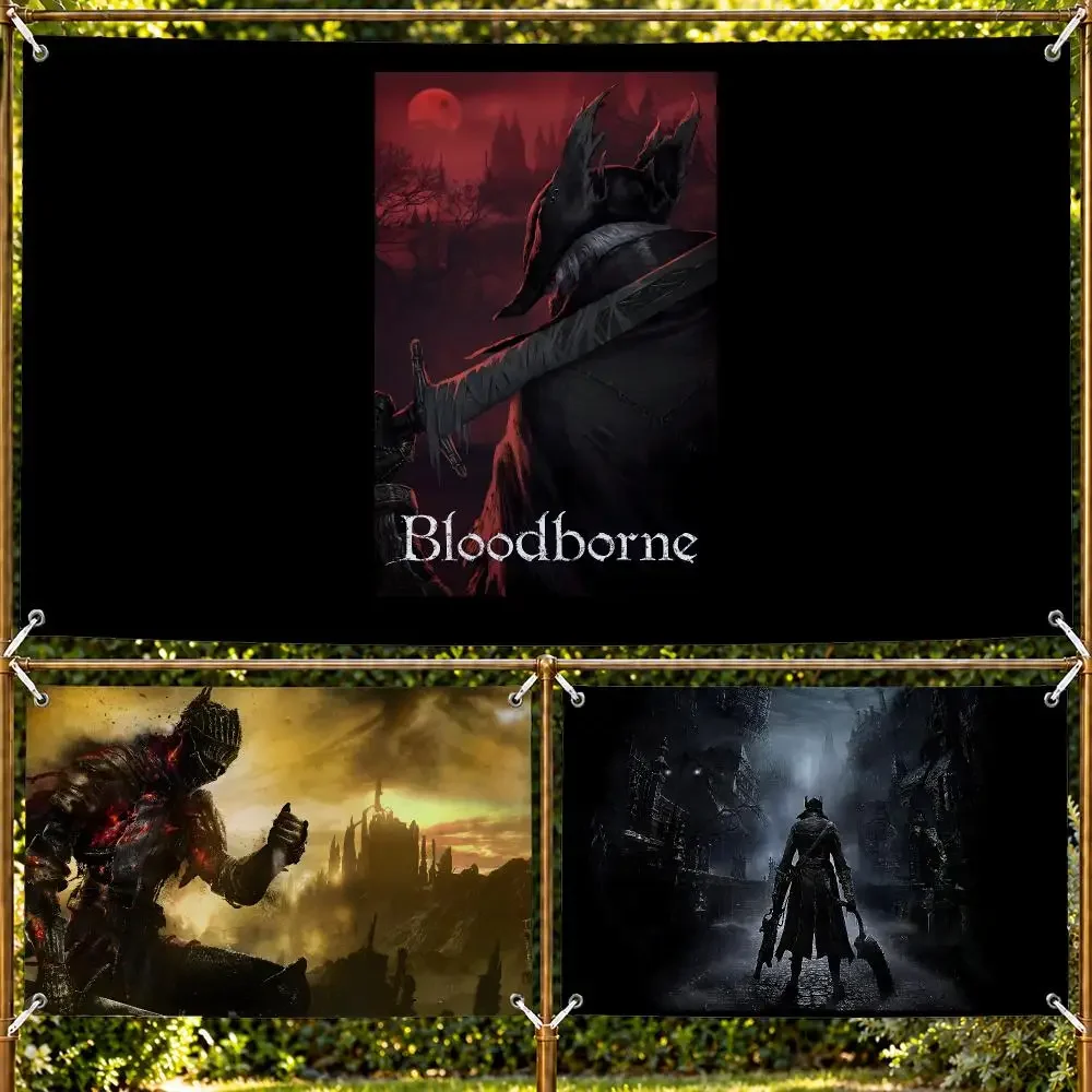 Bloodborne Flags Decorative Wall Hanging Banner Bedroom Dorm Music Room Garden Party