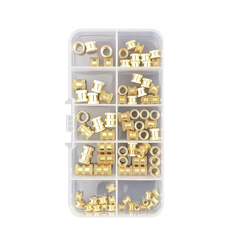 

AT82-M2 M2.5 M3 M5 M6 Латунная нагревательная вставка Резьбовая гайка Термоплавкая вставка Накатный двойной саржевый твист Набор аксессуаров для 3D-принтера 80 шт.