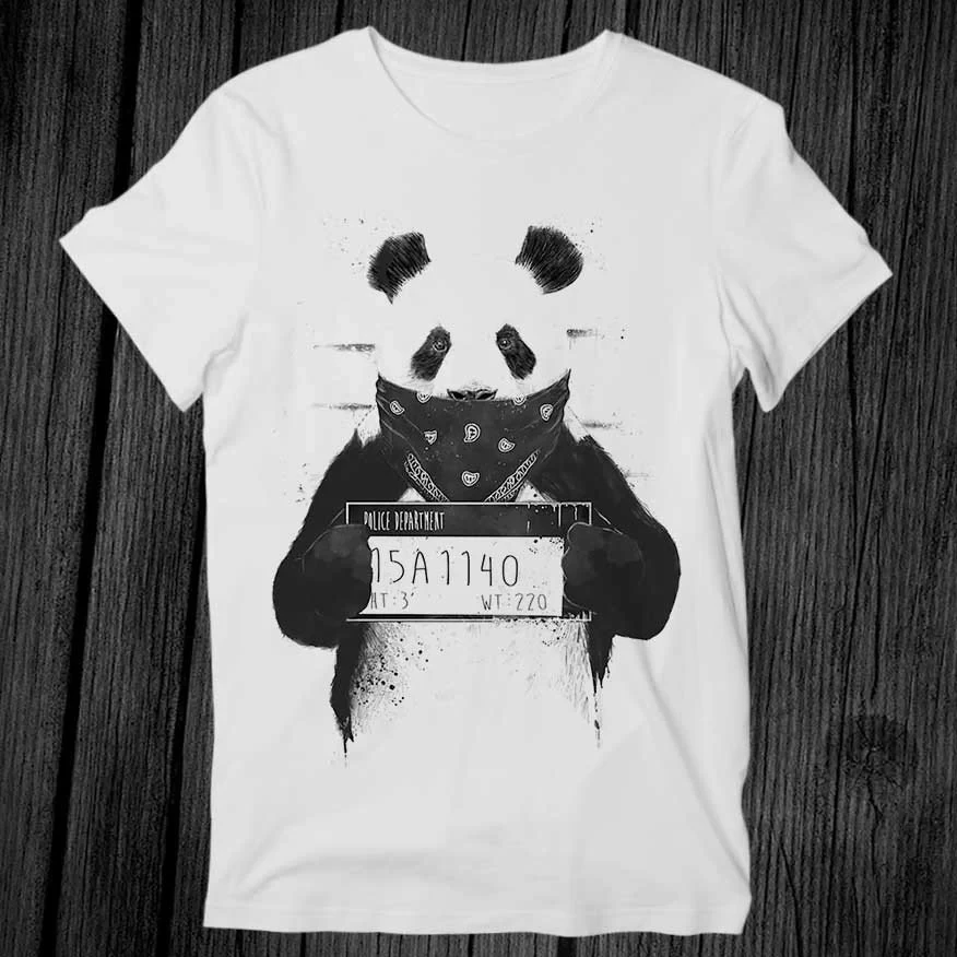 Gangsta Panda Bear Prison Mugshot T Shirt Unisex Adult Mens Womens Gift Cool Music Fashion Top Vintage Retro Tee