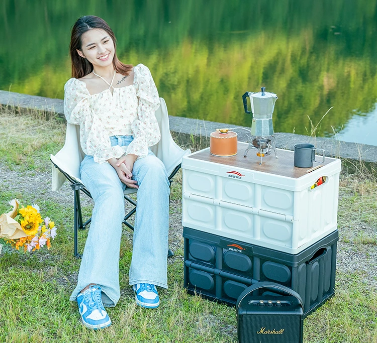 Outdoor storage box, car mounted sorting, storage, folding box, portable picnic table, camping equipment and supplies