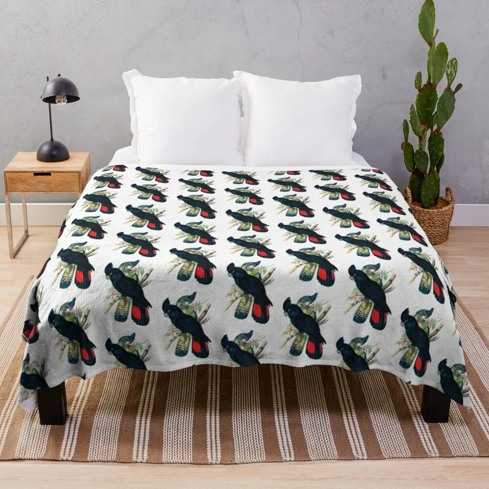 Australian Banksian Black Cockatoo Throw Blanket Beach heavy to sleep Luxury Brand Decorative Throw Blankets