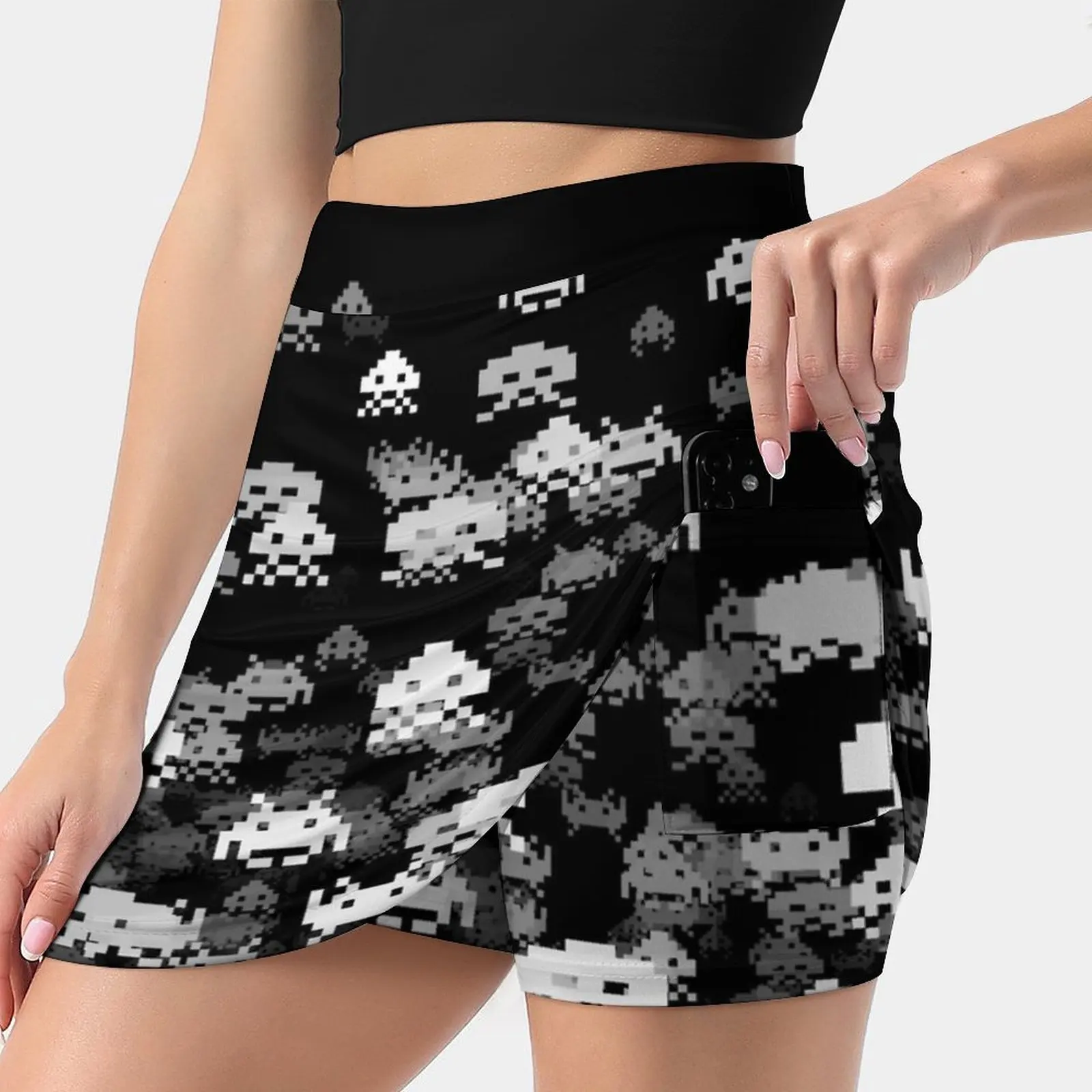 Invaded Black Women's skirt Mini Skirts A Line Skirt With Hide Pocket Ideas Teen Boys Girls Men Women Kids Gamer Gamers Gaming