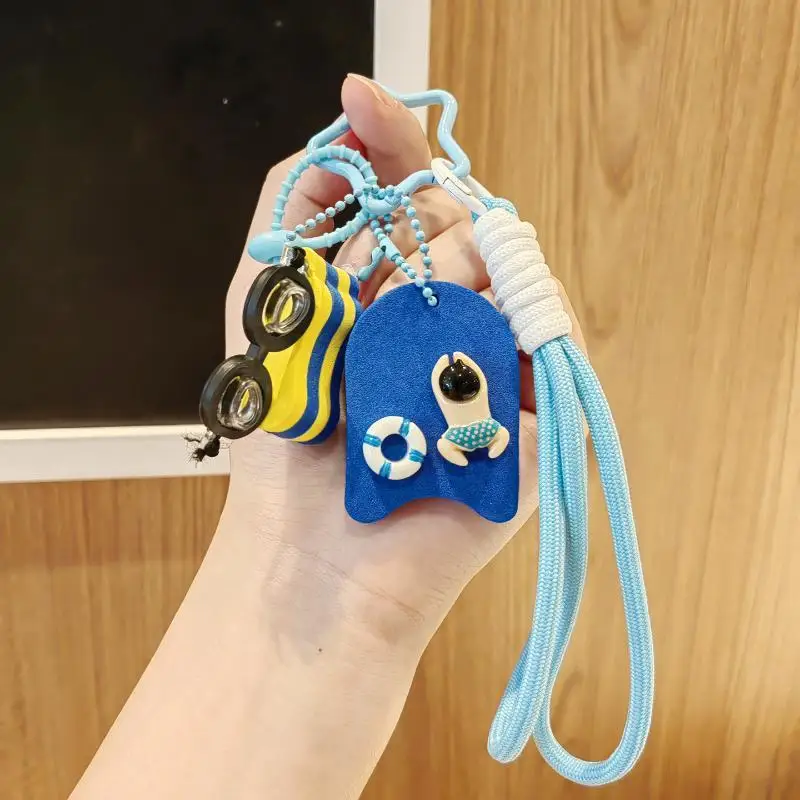 Campus Style Cartoon Keychain Set 1 Set Pool Float Board Glasses Pendants Lovely Gift for School Students