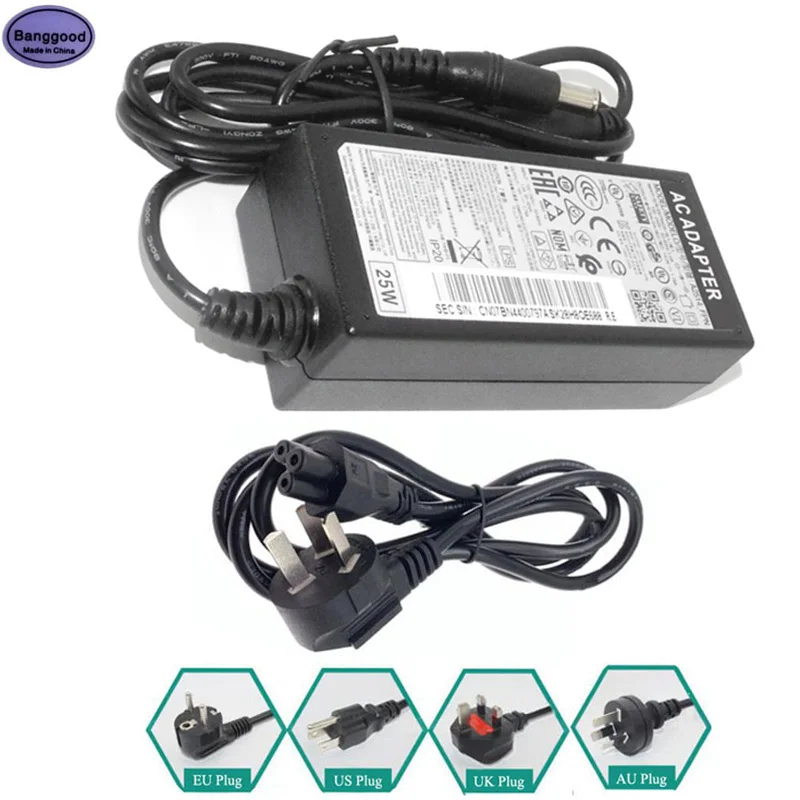 14V 1.79A 6.5*4.4mm 25W Laptop Charger 14V1.786A w/ AC Power Cable for Samsung Monitor A2514_DPN DSM S22A330BW BN44-00865A LS19A