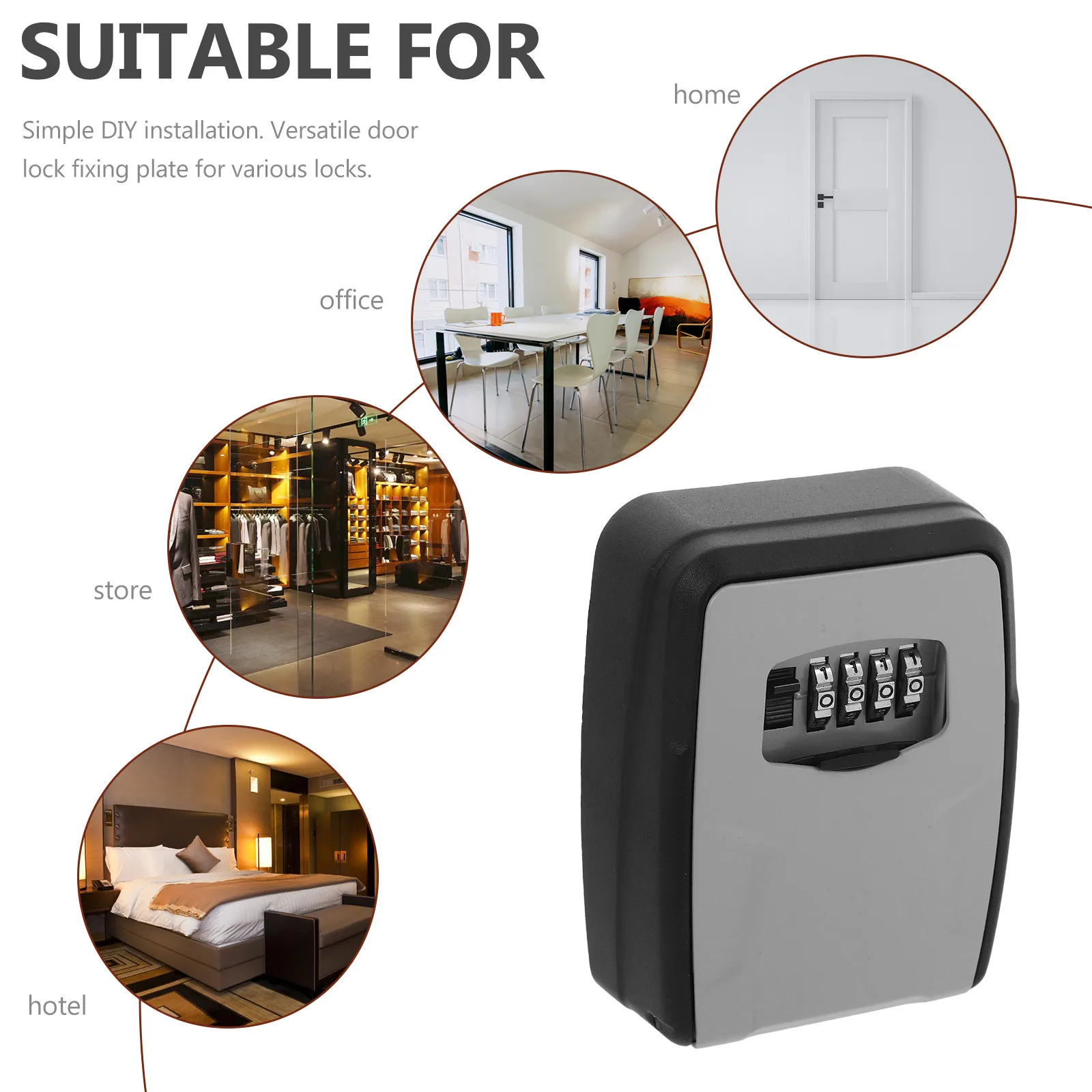 Wall Mount Key Cabinet with Combination Lock Waterproof ABS Shell for Indoor Outdoor Use Including Garage Basement Shed Door