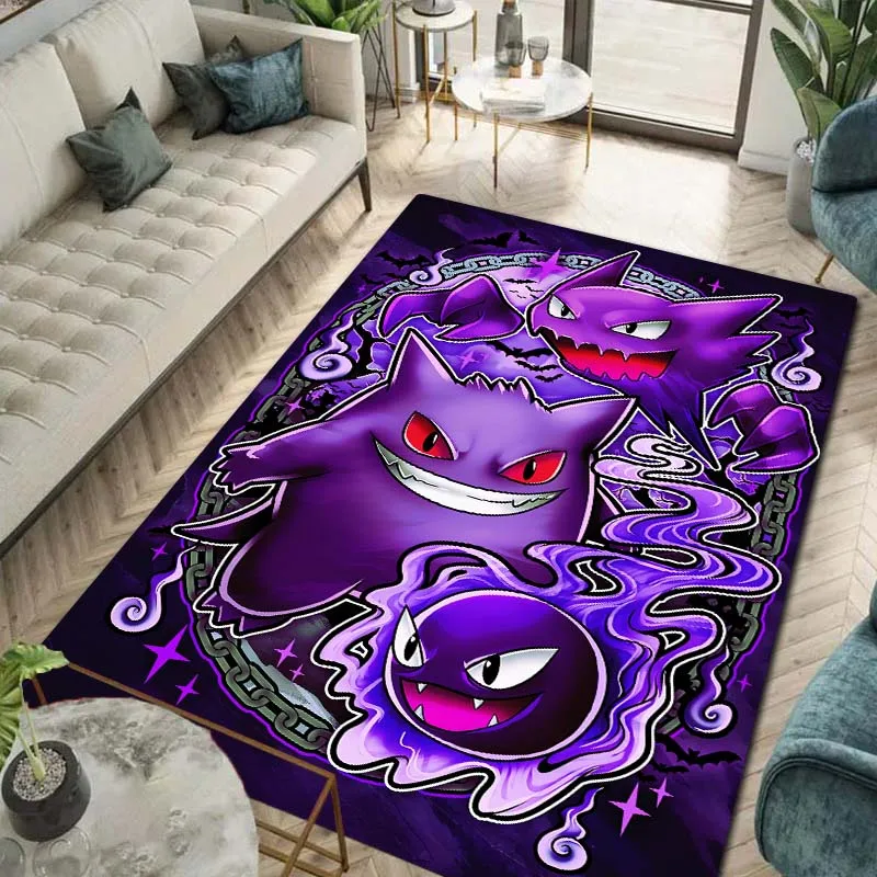 

HD Japanese Anime Pokemon Gengar Cute Cartoon Printed Carpet Home Living Room Bedroom Decoration Anti slip Comfortable Carpet