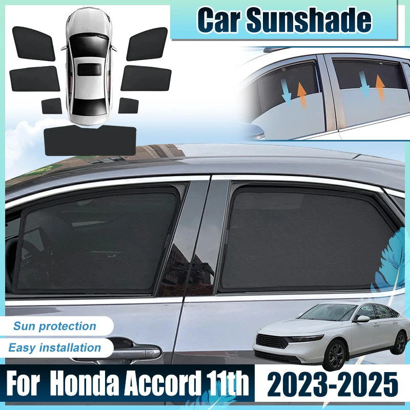 

Для Honda Accord 11-го поколения (CY1, CY2) 2023, 2024, 2025: Аксессуары, солнцезащитные шторки на передние и задние окна, анти-УФ-защита, светозащитные козырьки от жары