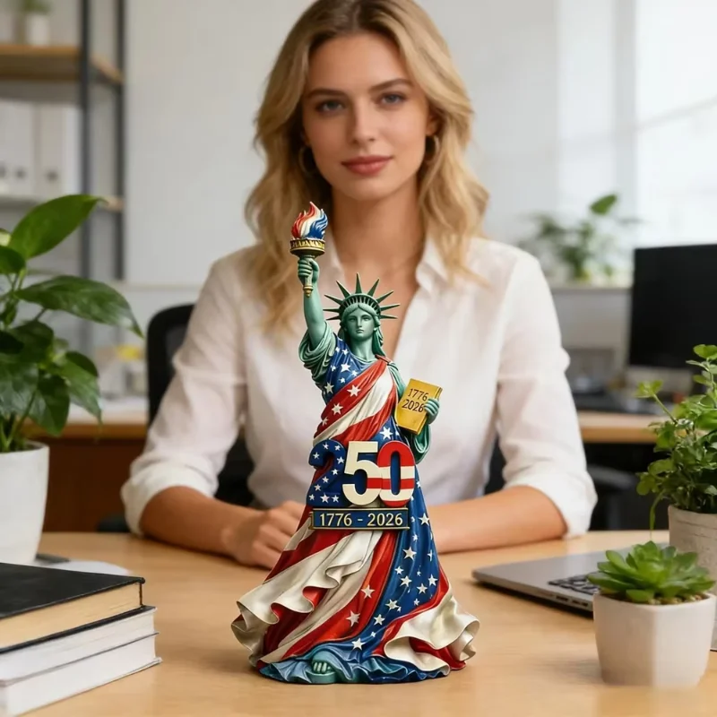 America 250 Statue of Liberty Flag Draped Resin Statue - Image 3