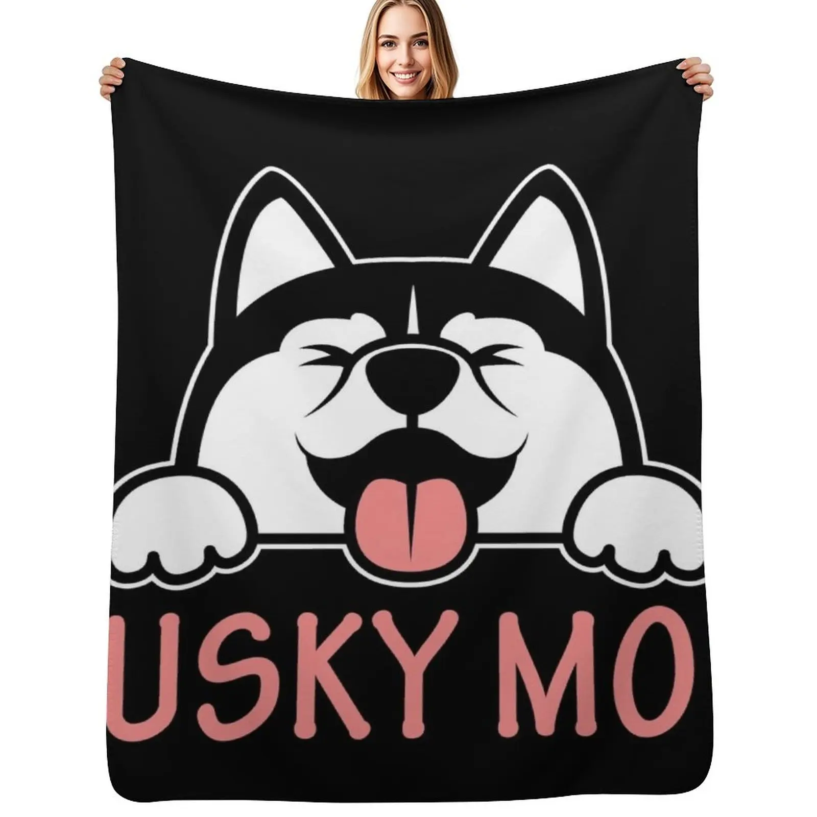 Siberian Husky Mom Throw Blanket Year Round Soft Comfortable Blanket for Home