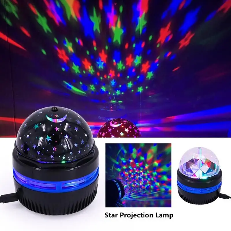 Multifunction LED Starry Sky Light Projection Night Light Bedside Bedroom Atmosphere Lamp Rotating Stage RGB Projector Lamp