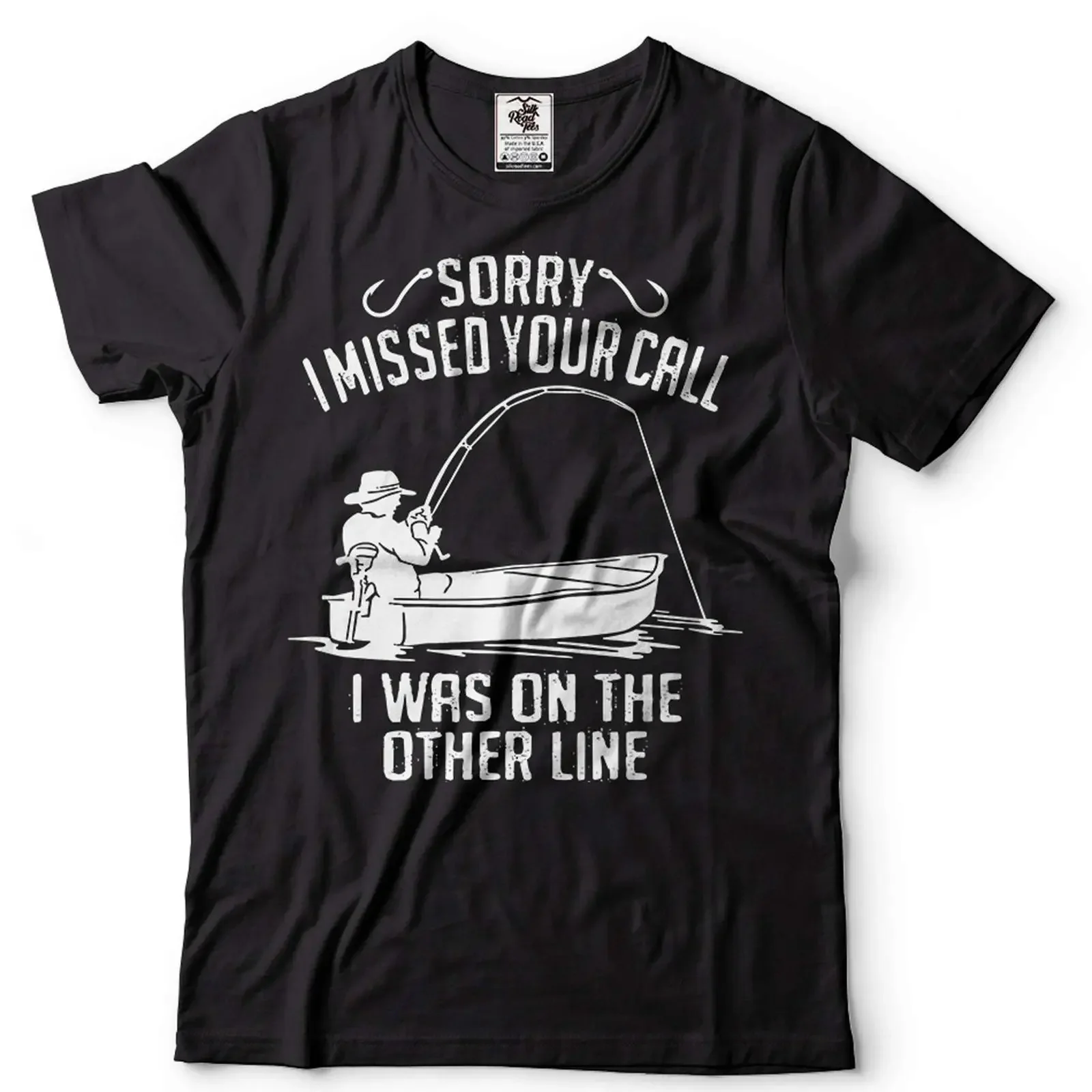 Men's Fishing T Shirt Funny Sorry I Missed Your Call vintage Washed designer clothes Comfortable Unisex Stretched Stylish