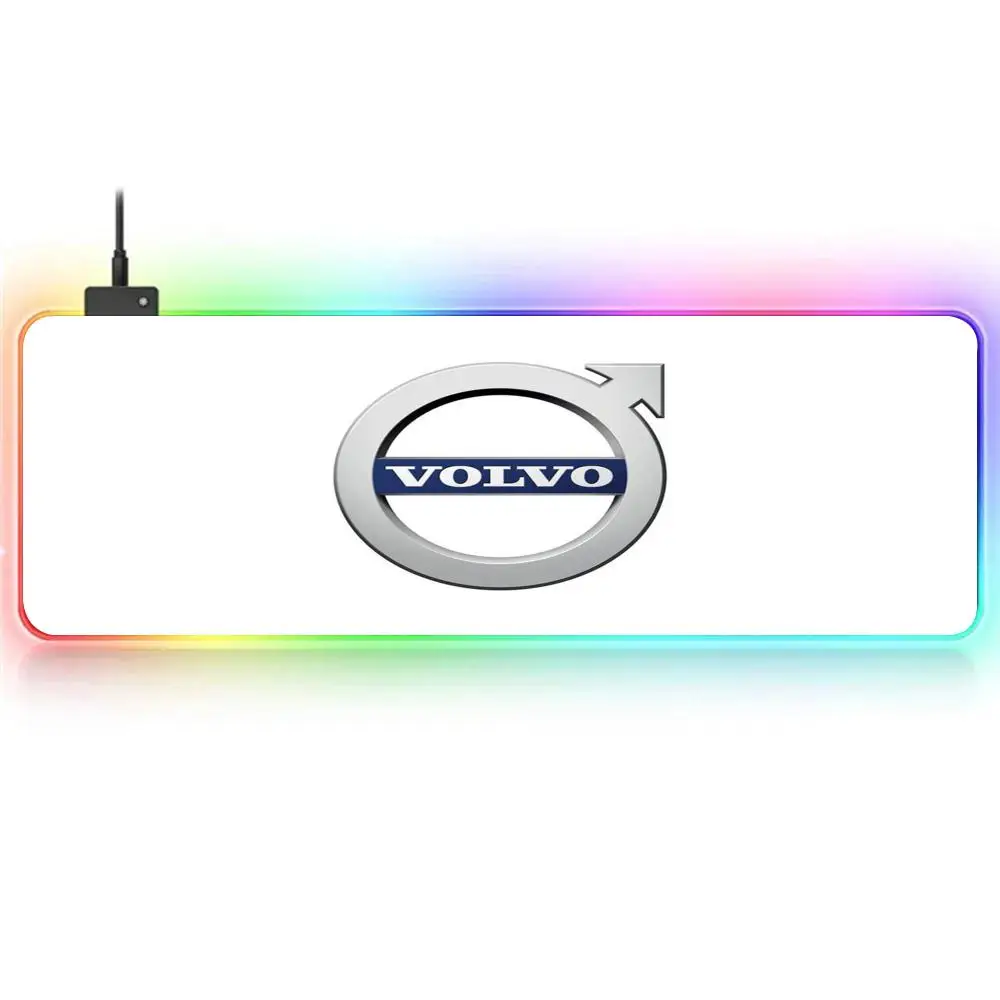 RGB Large Gaming Mouse Pad V-Volvo car logo Mouse Pad Non-slip Rubber Base Keyboard Pad Extra Large Luminous LED Mouse Pad