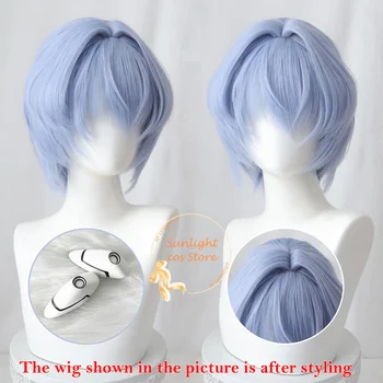 Ayanami Rei Cosplay Pruik 30 cm Korte Blauwe Rei Ayanami Anime Cos Pruiken Hittebestendige Synthetisch Haar Halloween EVA Pruik + pruik Cap