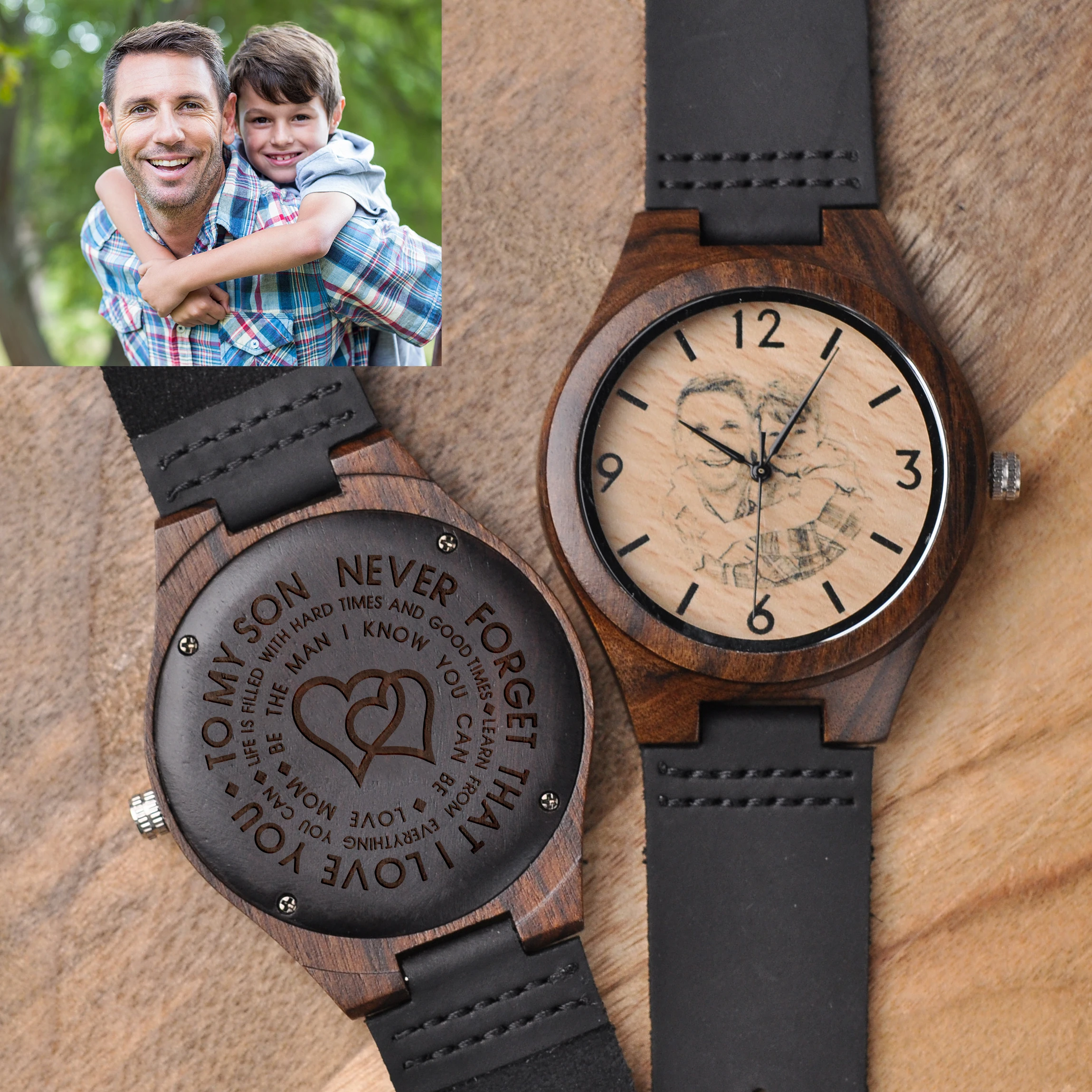 Personalized Gift Brand Logo MESSAGE Engraved Carved Laser Charge on Wood Watches Name Customize Service ONLY No Watch