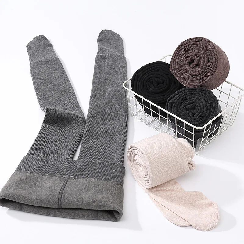 Spring and Autumn Winter Pure Color Cotton Elastic 350G Thick Velvet Base Pantyhose Leggings Pants Woman