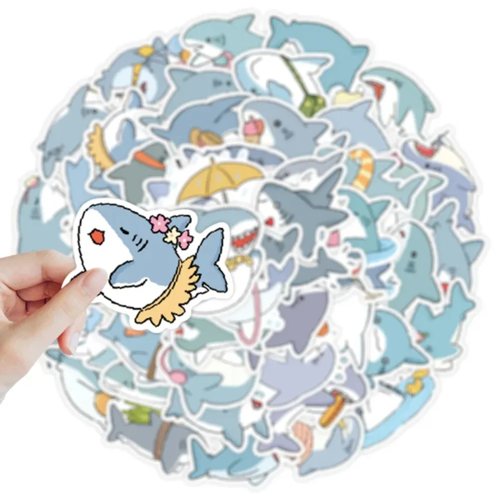50Pcs Cartoon Shark Stickers Cute Marine Animal Graffiti Decorate Desktop Skateboards Bicycles Bottles Phone Cases Suitcases ﻿