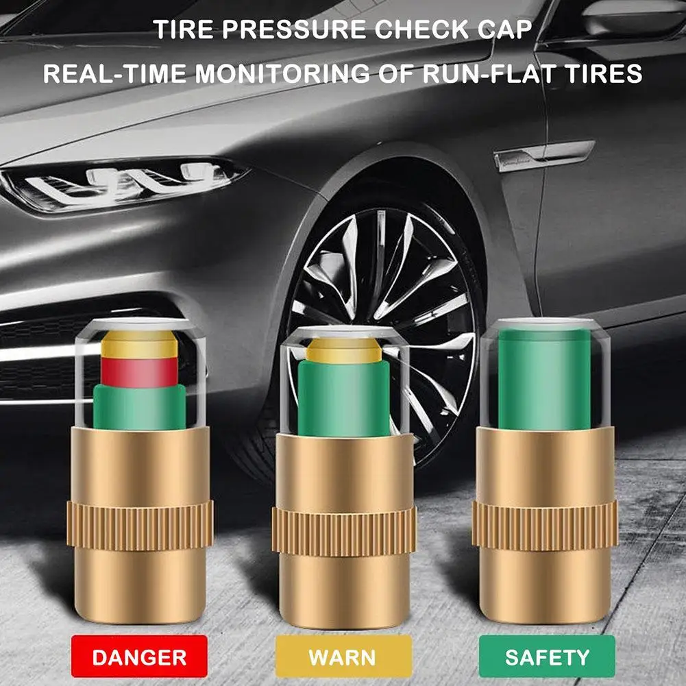 Car Tire Pressure Monitor Pressure Gauge Indicator Alert Monitoring Valve Cap Sensor Tire Pressure Indicator External Detec 4pcs