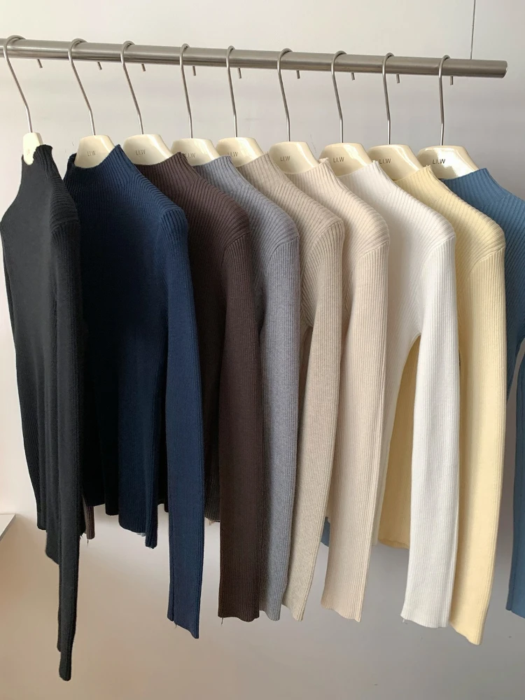 سترة نسائية لخريف وشتاء 2025 بأكمام طويلة سترة أساسية دافئة بياقة مدورة سترة نسائية متماسكة أنيقة