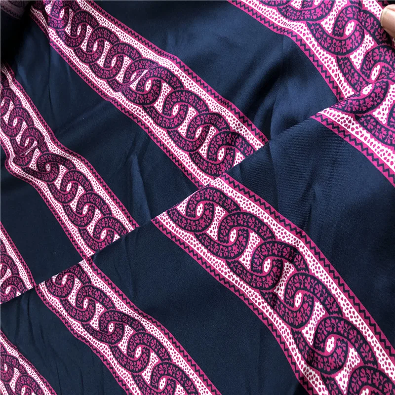 1 meter 100% Mulberry Silk 18 momme Heavy Twill Silk Fabric Navy Chains Printed 114cm 44\