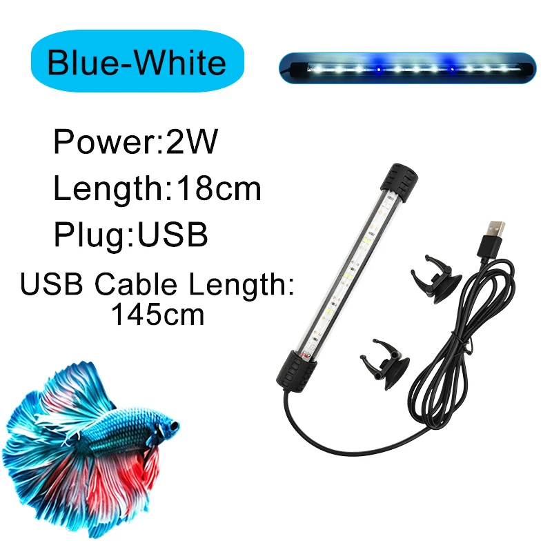 18-58cm USB Vollspektrum Wasserdichte Tauchfähige Aquarium-LED-Streifenleuchte Fischbeckenlampe Unterwasser-Pflanzenwachstumsbeleuchtung – Detail 7