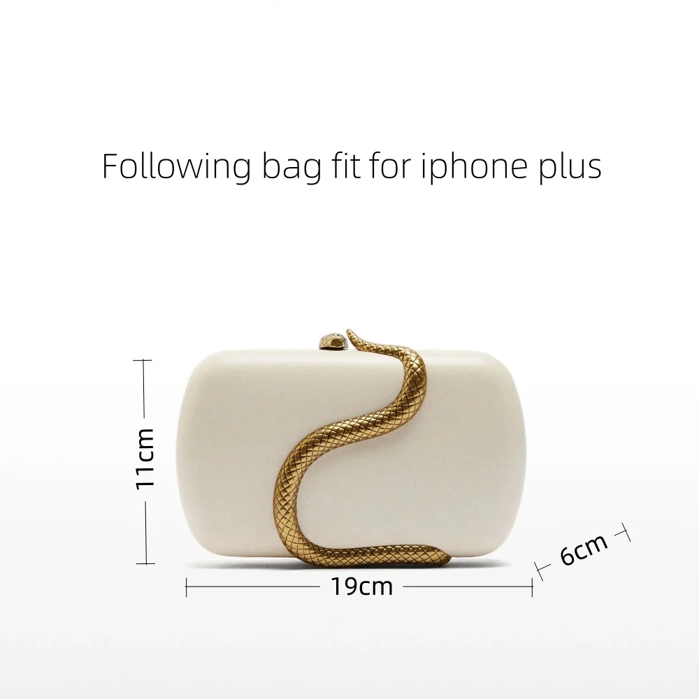Elegant Box Clutch Bag with Gold Snake Closure, beige off white pu Leather, Evening Wedding Party Handbag, Spring 2026 new view 2