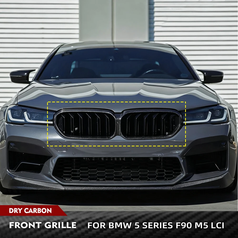 

For BMW 5 Series F90 M5 LCI Sedan 2021-2024 Dry Carbon Fiber Car Front Bumper Grill Car Front Racing Grille Grills