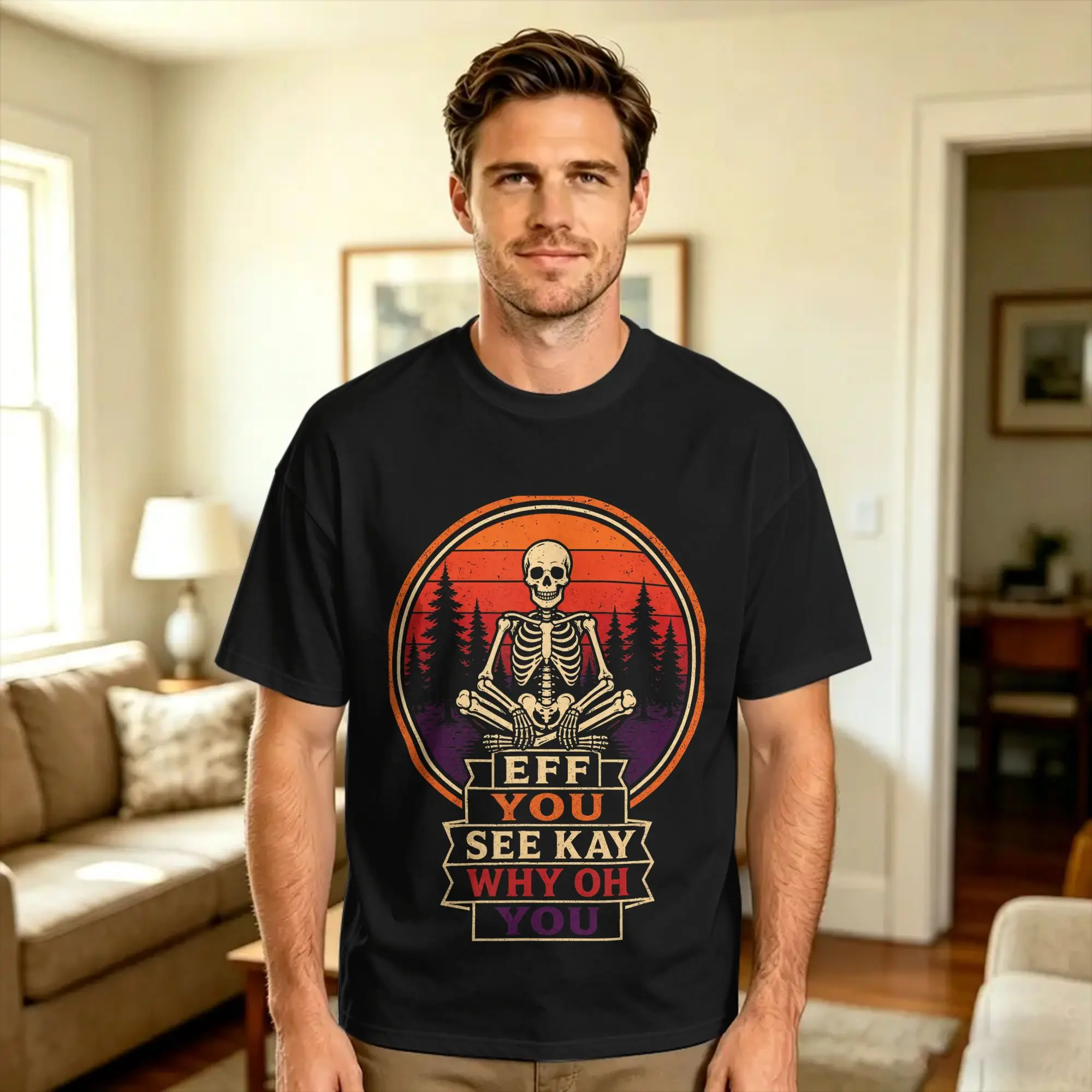 Halloween Funny Skeleton Eff You See Kay Why Oh You T-Shirt  Fashion T-Shirts Short-Sleeve Y2K Casual Tops Summer Tees