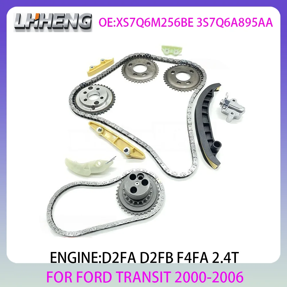 Kit de Cadena de Distribución para FORD TRANSIT Bus, TRANSIT Plataforma/Chasis, TRANSIT Furgoneta 2.4L 2.4 L T 00-06 D2FA D2FB F4FA XS7Q6M256BE