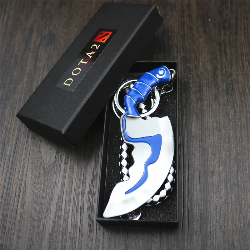 Juego Dota 2 llavero Mini Blink daga cuchillo de salto arma modelo llaveros bolso escolar llave de coche Deco joyería Fans regalo al por mayor