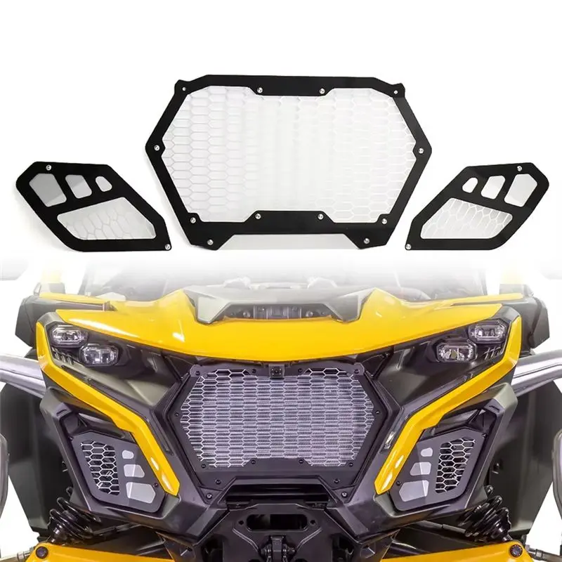 A21E-UTV Accessories Bracket Kit Grille Driving Front Mesh Grill For Can-Am Maverick R MAVERICK R 2024 2025